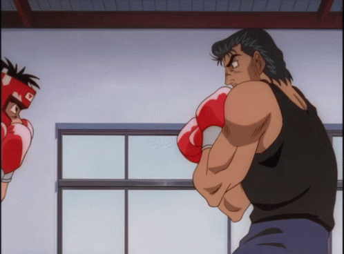 Ippo from the anime Hajime no Ippo doing boxing