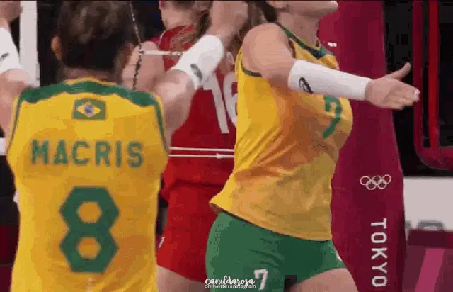 Rosamaria Celebrates a Point for Brazil