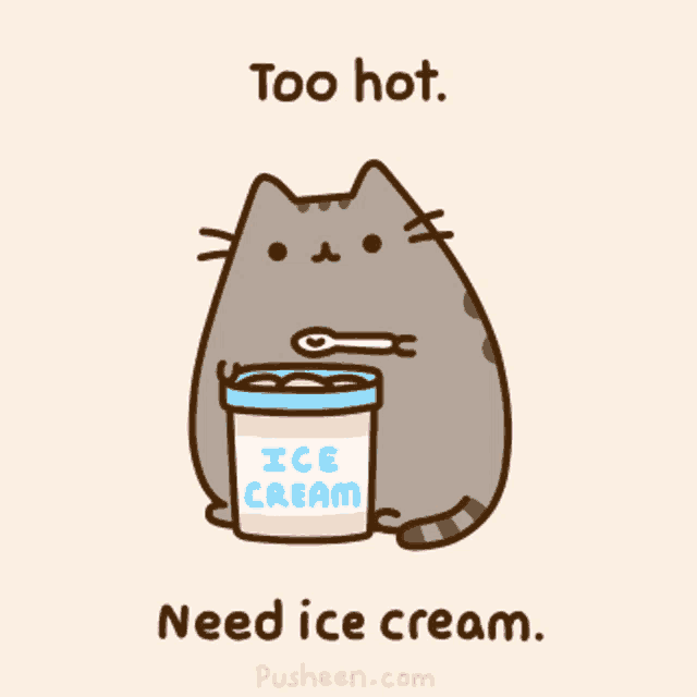 Pusheen: Too Hot, Need Ice Cream