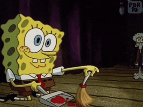 Spongebob Sweeping on Stage