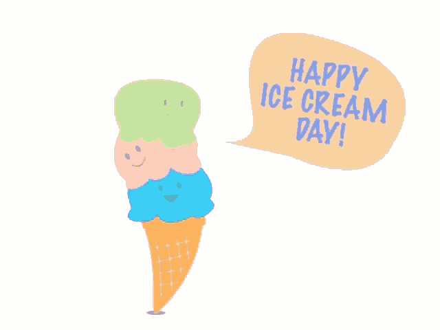 Happy Ice Cream Day Animated Cone