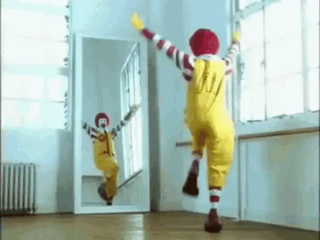 Ronald McDonald Dancing in a Room