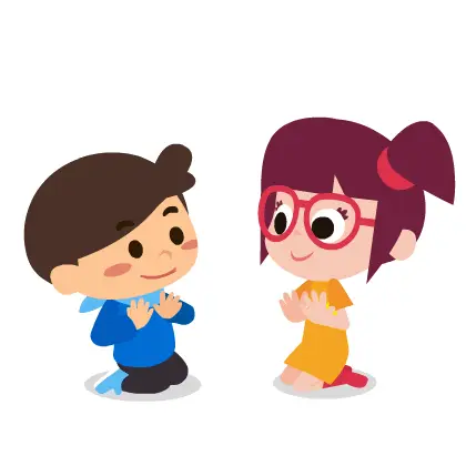 Boy and Girl High-Five & Wai Greeting
