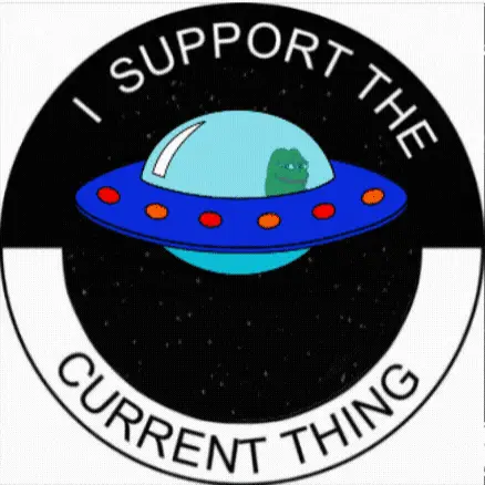 Pepe the Frog in UFO: I Support The Current Thing – current memes meme GIF free download no watermark 2026