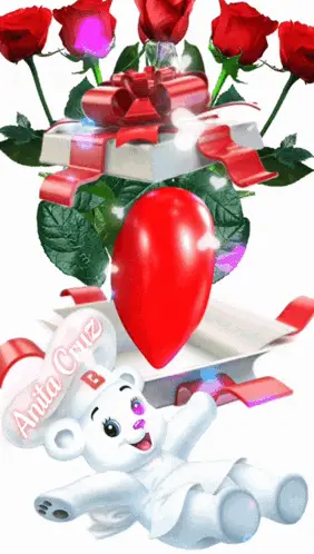Rosas Rojas: Animated Gift with Teddy Bear and Hearts