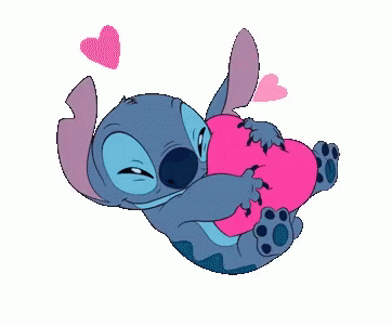 Stitch Hugging a Pink Heart