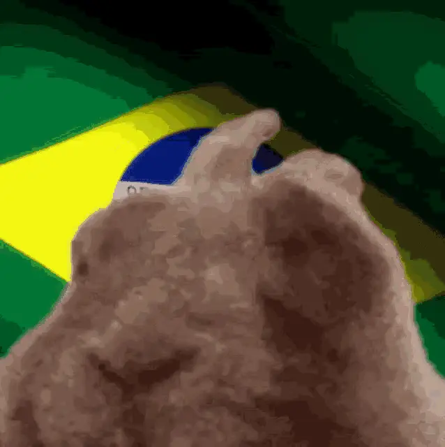 Hand Gesture with Brazil Flag Background