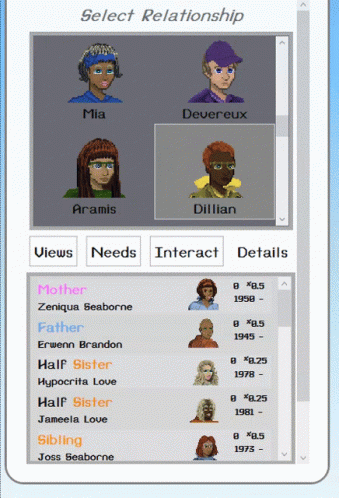 Theaterthegame PC Game: Relationship Screen