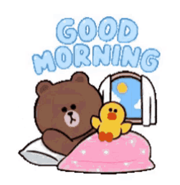 Brown Bear and Yellow Duck Wake Up