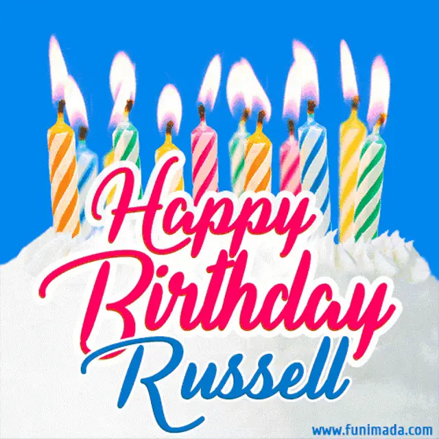Happy Birthday Russell: Cake & Flickering Candles