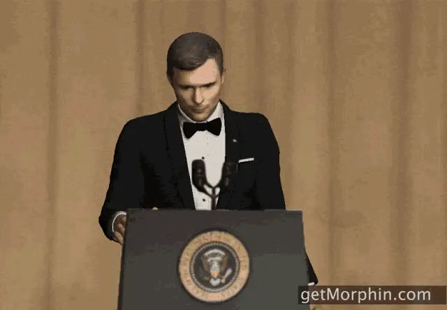 Ed Skrein Mic Drop at Presidential Podium