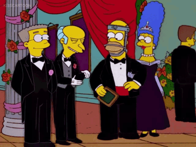 Homer Simpson is So Hungry with Mr. Burns, Marge, Smithers