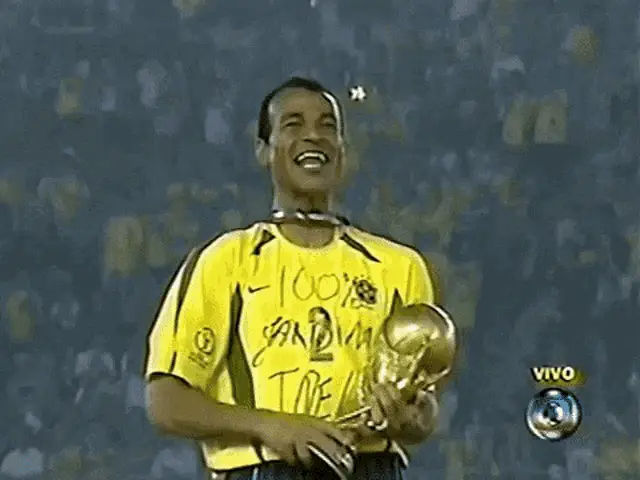 Cafu Lifts Copa Do Mundo Trophy