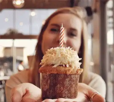 Birthday Cupcake with Lit Candle