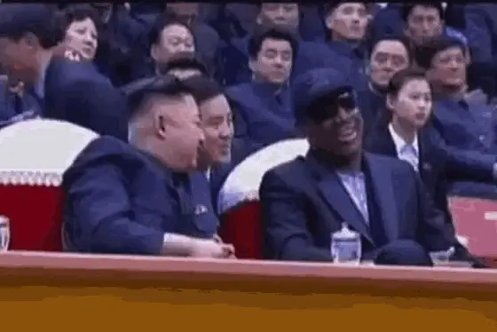 Dennis Rodman and Kim Jong Un Laughing