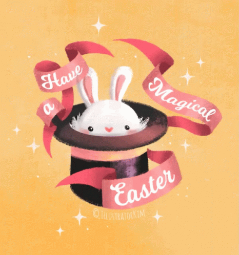 Magical Easter Bunny in a Hat Illustration