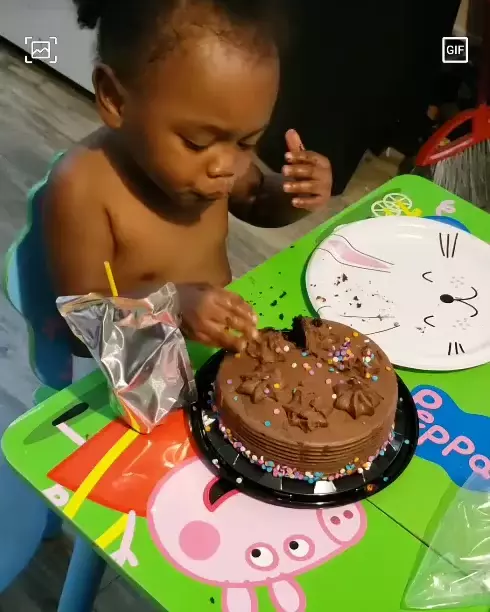 Cute Baby Eating Cake