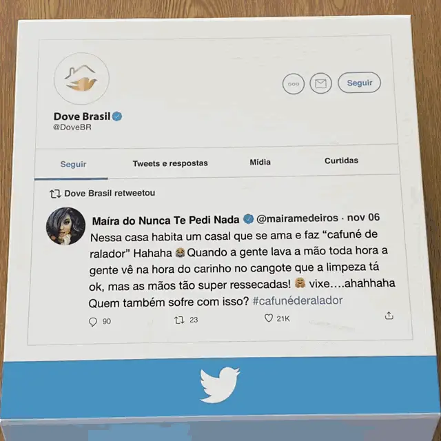 Dove Brasil Retweets Maira's Dry Hands Tweet