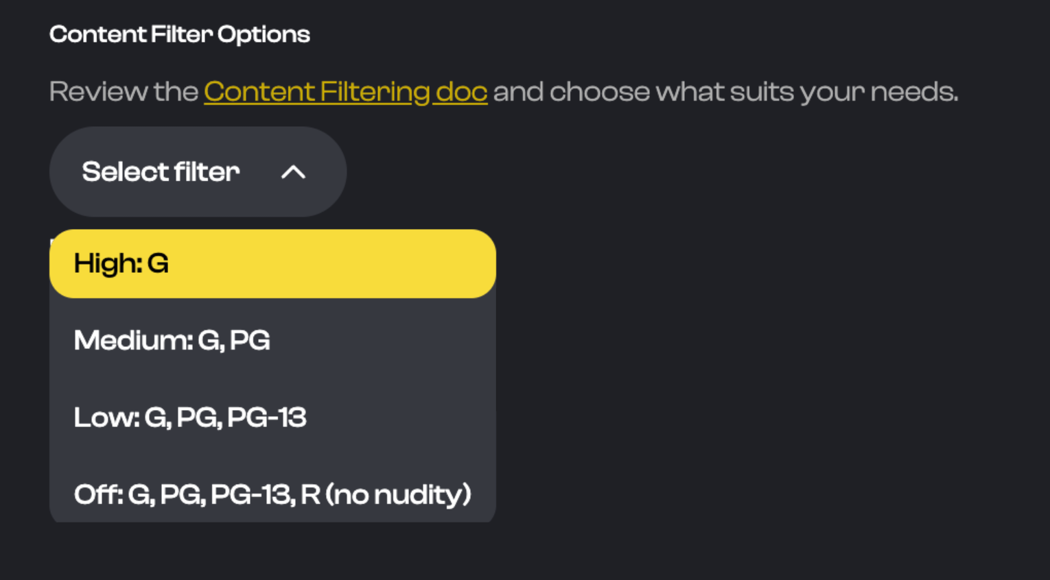 Content filters