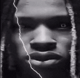 Man with Glowing Eyes and Lightning Effect