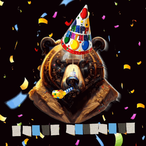 Happy Birthday Bear with Party Hat
