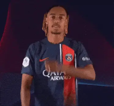 Barcola in PSG Qatar Airways Jersey