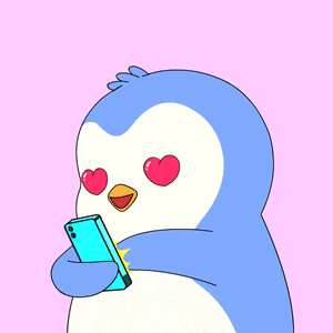 Penguin with Heart Eyes Loves Phone