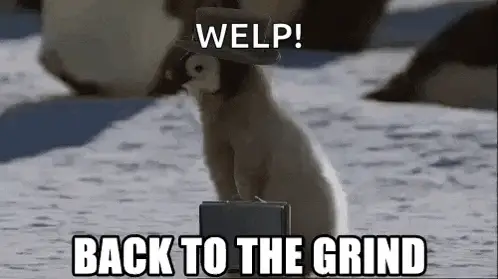 Penguin: Back To The Grind – work memes meme GIF free download no watermark 2026