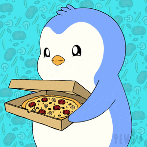 Hungry Penguin with Pizza