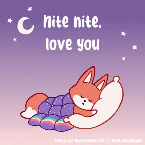 Nite Nite, Love You: Cute Fox Sleeping – free memes GIF download | meme platform