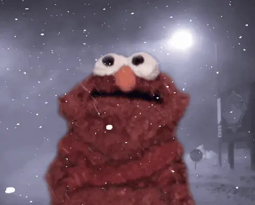 Freezing Elmo Meme: It's Cold and Snowing