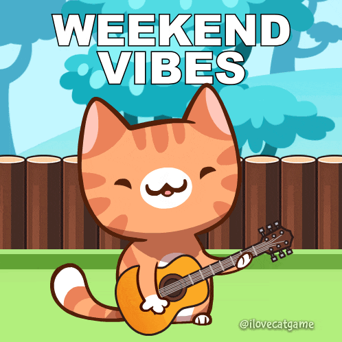 Cute Cat Playing Guitar: Weekend Vibes