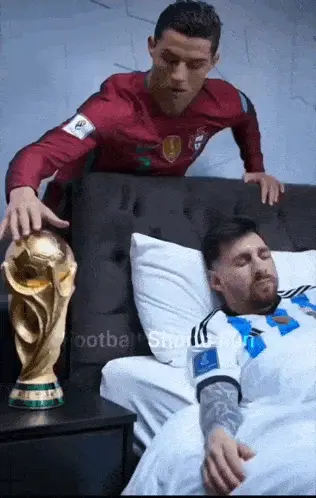 Ronaldo Takes World Cup Trophy from Messi