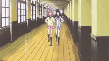 Anime Girls Run For Fun in School Corridor – school memes meme GIF free download no watermark 2026