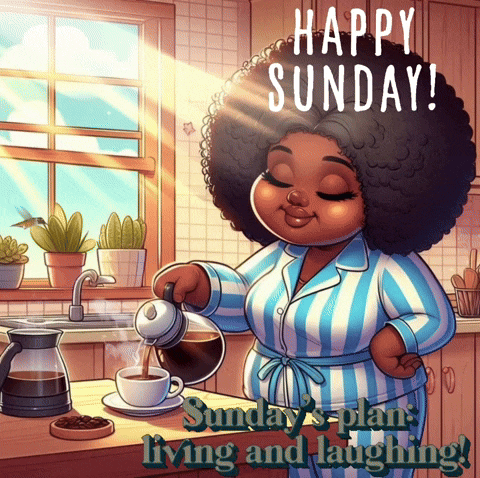 Happy Sunday Morning Coffee Illustration