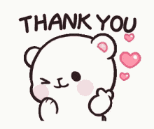 Cute Bear's Thank You with Hearts