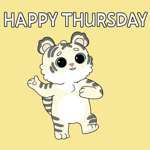 Happy Thursday! Cute White Tiger Cartoon