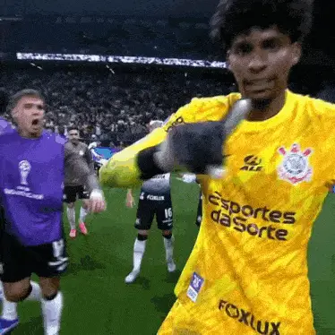 Corinthians Goalkeeper Hugo Souza Celebrates