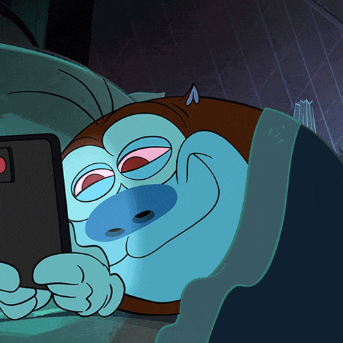 Stimpy Scrolling Through Phone