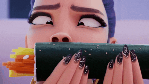 Kpop Demon Hunters: Rumi Enjoys a Giant Sushi Roll