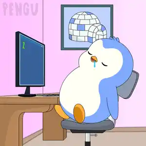 Pengu Pudgy Sleeping at Desk