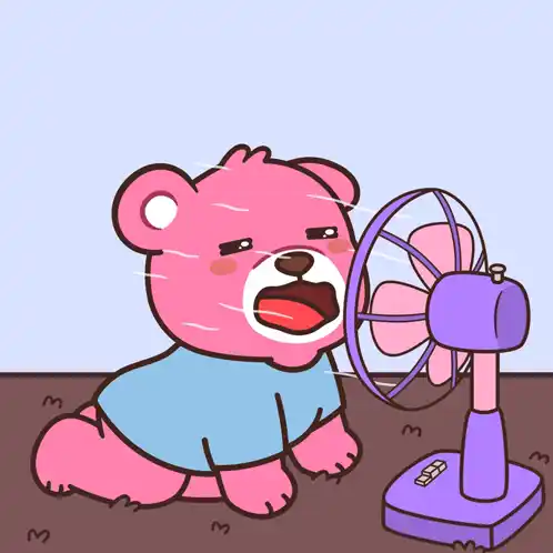 Hot Teddy Bear Cooled by a Fan