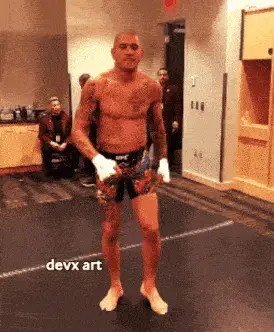 UFC Fighter Dustin Poirier Warming Up
