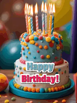 Happy Birthday Cake with Lit Candles – birthday memes meme GIF free download no watermark 2026