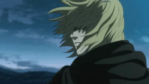 Sad Lonely Anime Guy with Wind Blowing Hair – free GIF download
