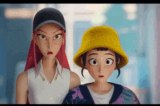 Kpop Demon Hunters: Mira and Zoey with Heart Eyes