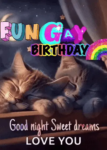 Fun Gay Birthday Kittens Good Night – free GIF download