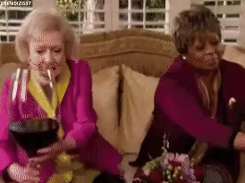 Betty White & Friend with Oversized Wine Glasses