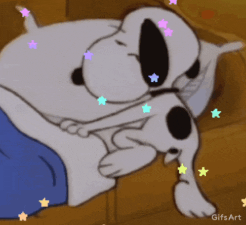 Snoopy Sleeping with Falling Stars