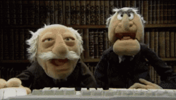 Muppets Statler and Waldorf at Computer